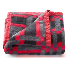 MASEL - Frazada Polycotonn 2 pl Rojo -Negro.