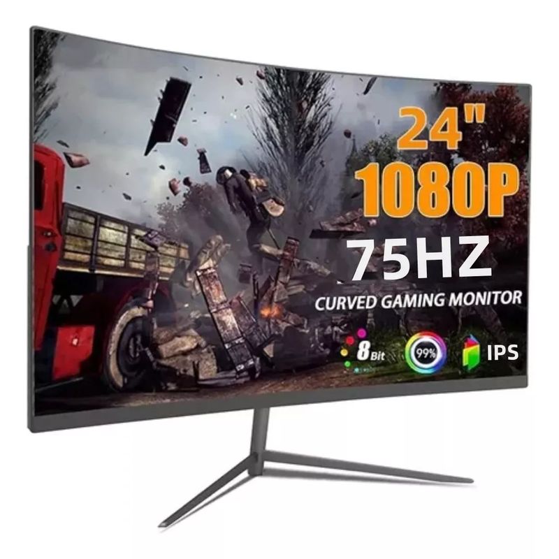 BLUEDREAMER - Monitor Gamer Curvo Lcd Negro  24" Full HD 75Hz