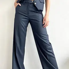 MARA MORE - PANTALON SASTRERO RECTO AZUL MARINO