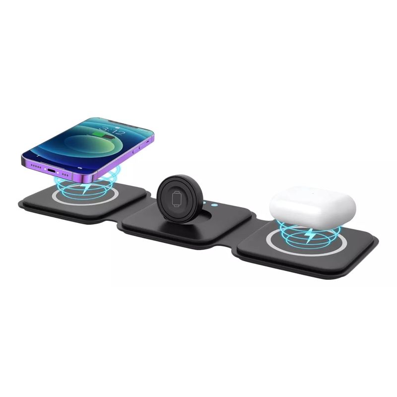 GENERICO - Estacion Carga para Apple Watch compatible iPhone Galaxy Plegabl Negro
