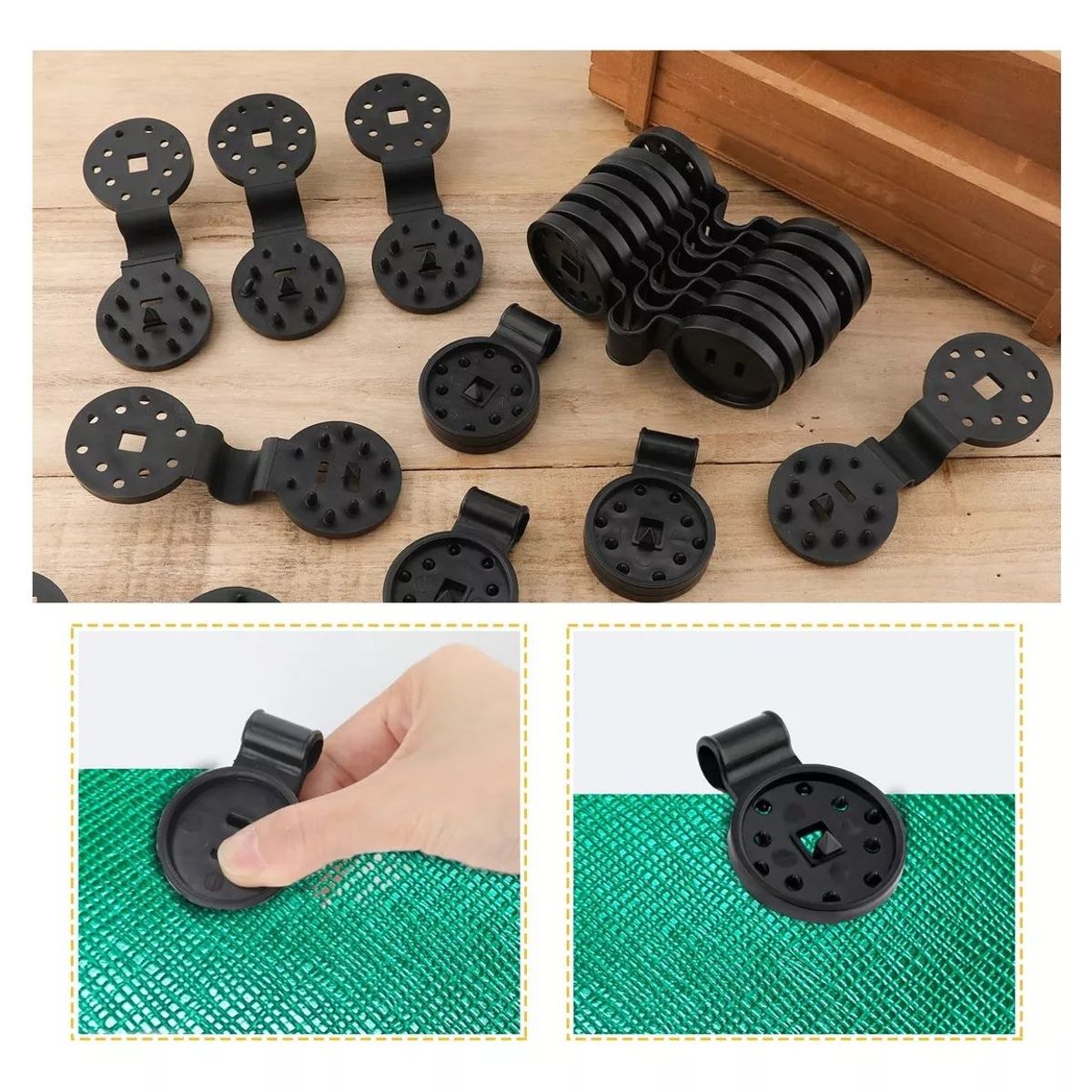 KUANGYE - 12 Clips Ganchos Fijación Raschel Mallas Lona Sombra Camping