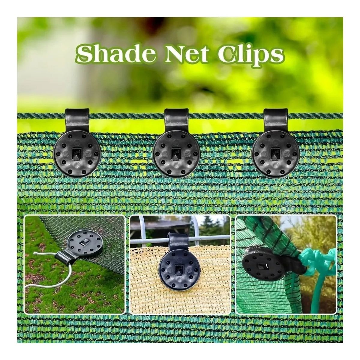 KUANGYE - 10 Clips Ganchos Fijación Raschel Mallas Lona Sombra Camping