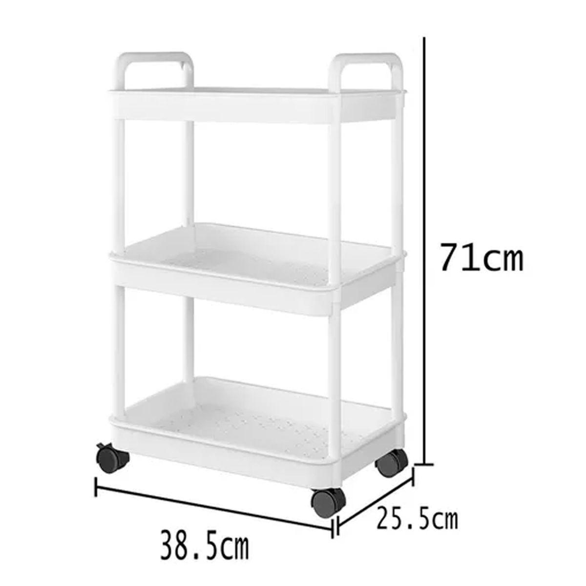 GENERICO - Carrito De Almacenamiento 3 Niveles Con Asa para Cocina o Baño.