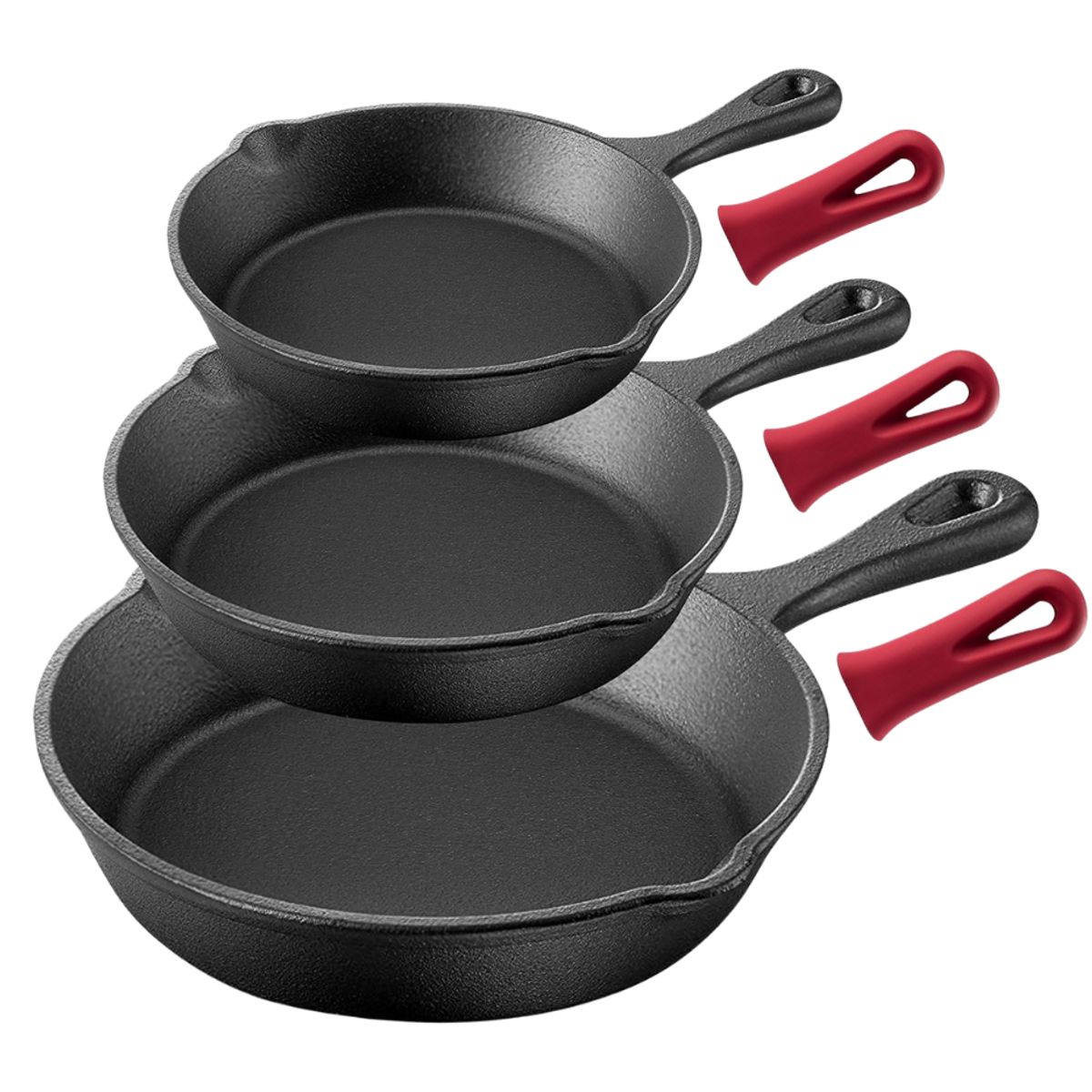 GENERICO - Set De 3 Sartenes Sartén 3 Hierro Fundido 15 20 25 Cm Fierro