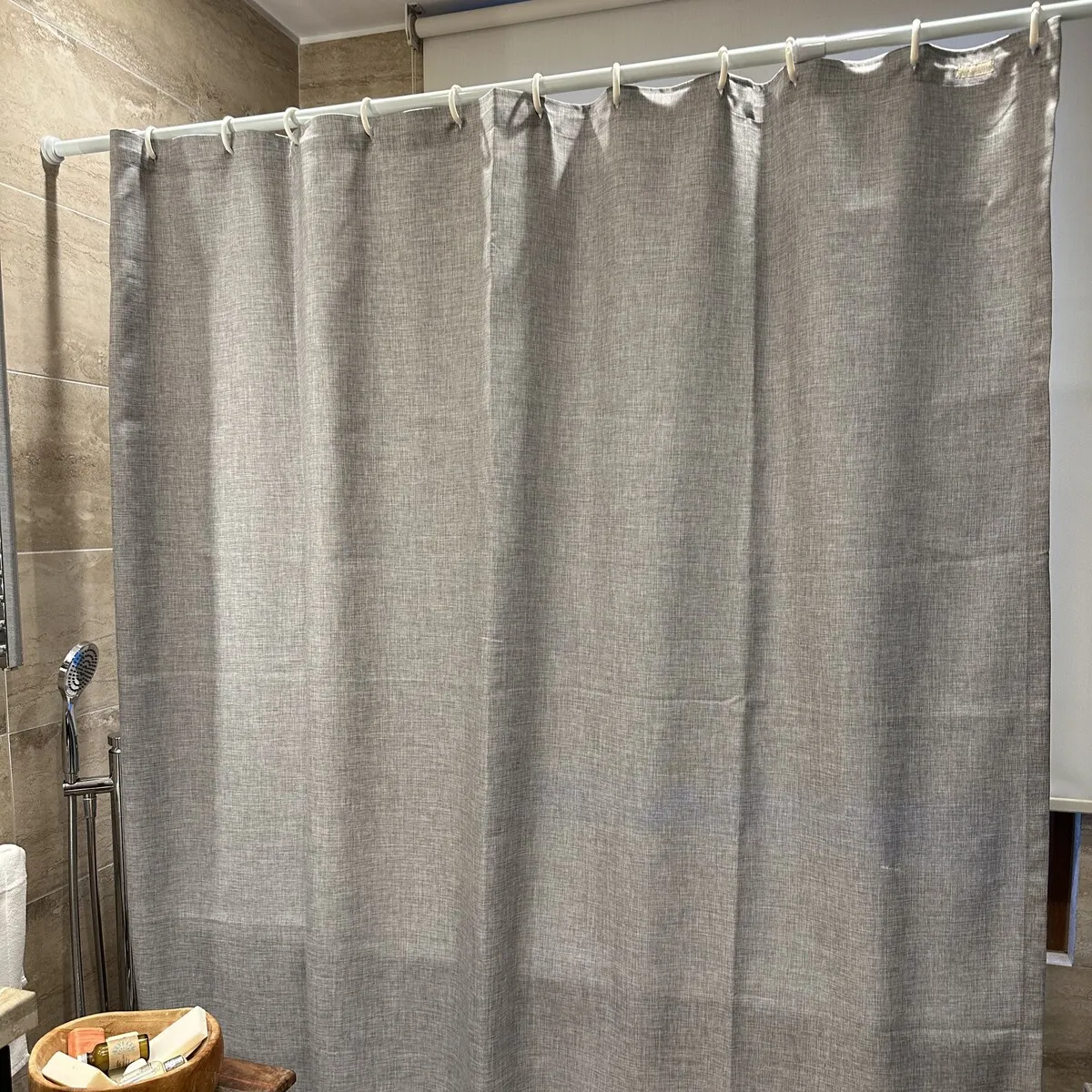 CASA CECILIA - Cortina de Baño Rústica Gris Claro 180x190