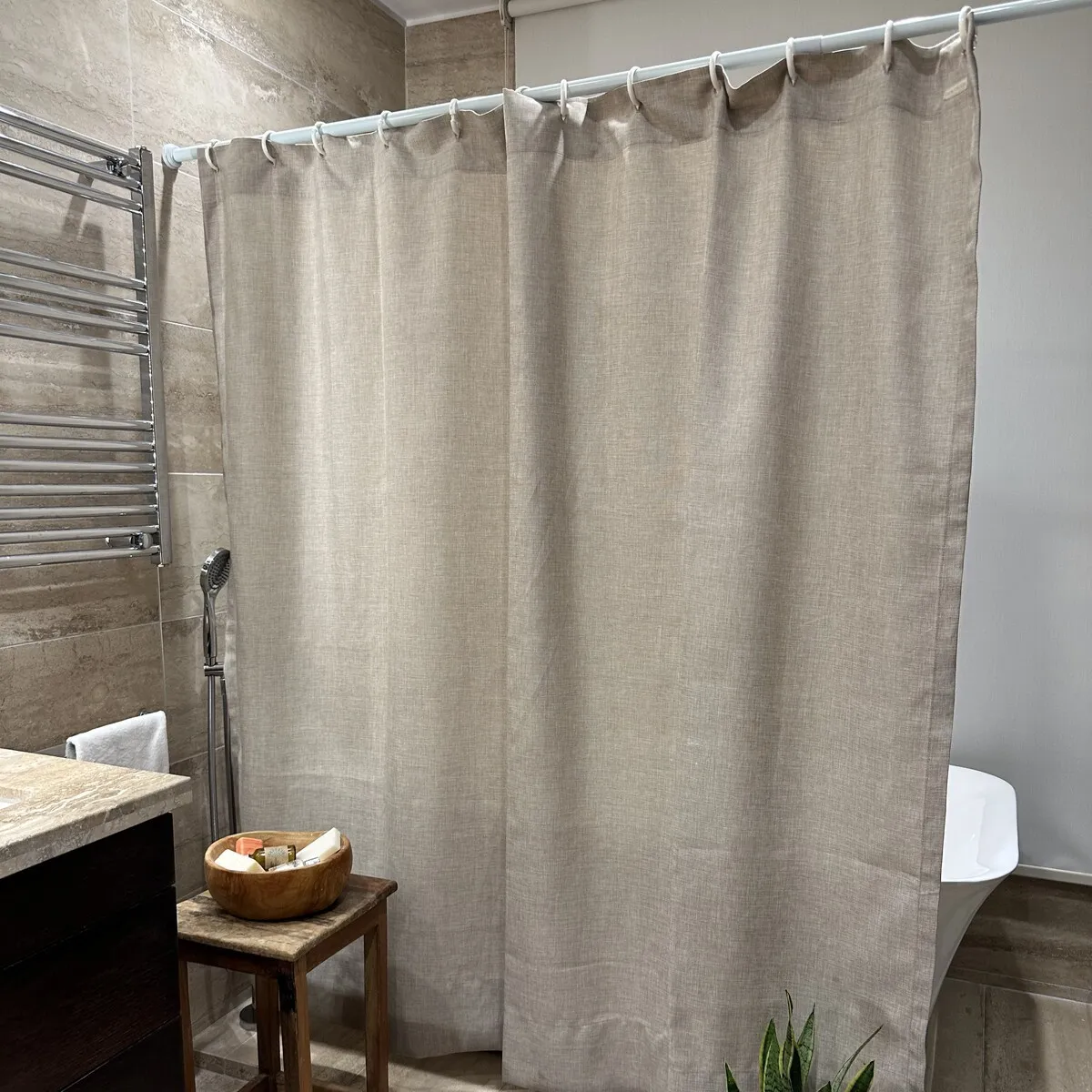 CASA CECILIA - Cortina de Baño Rústica Arena 180x190