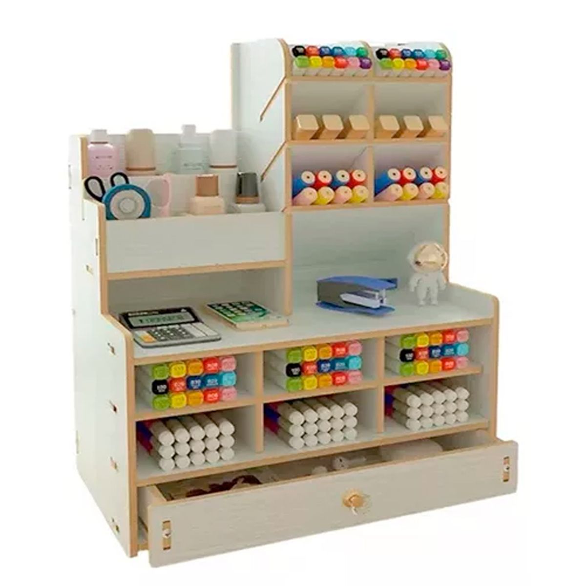 GENERICO - Organizador De Escritorio Estante con Gavetas Blanco