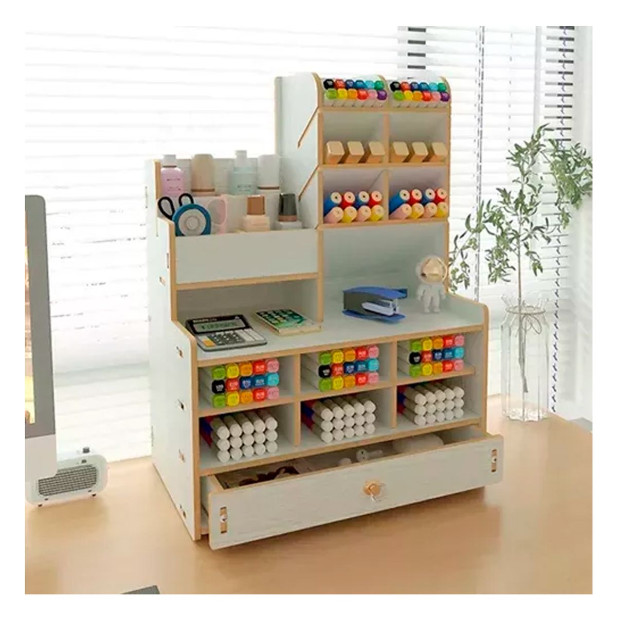 GENERICO - Organizador De Escritorio Estante con Gavetas Blanco