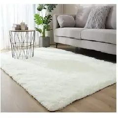 GENERICO - Alfombra peluda tipo Shaggy 240cm x 200cm Color Blanco