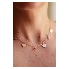 ELBAULDEJUMA - Colgante Corazon Punto De Luz Collar Chapado Oro Rosa