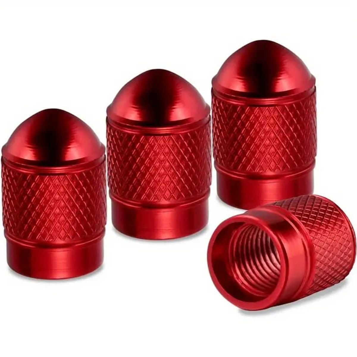 GENERICO - Set 4 Tapas de válvulas para autos Modelo Balita color rojo