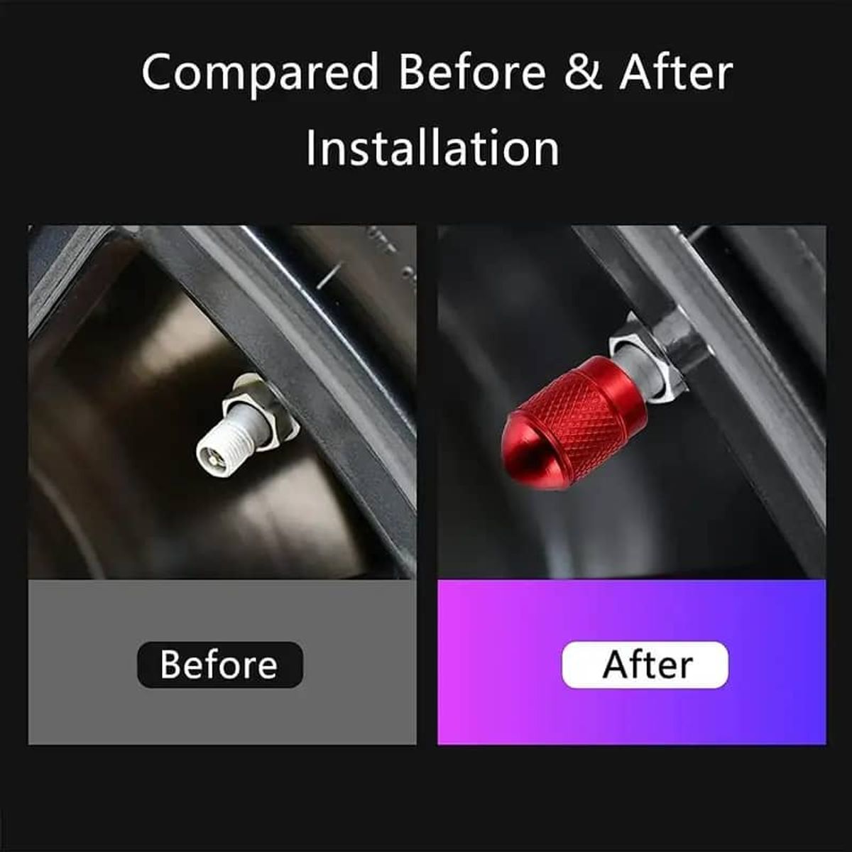 GENERICO - Set 4 Tapas de válvulas para autos Modelo Balita color rojo