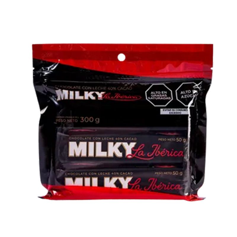 LA IBERICA - PACK X6 BARRAS DE CHOCOLATE MILKY 40% CACAO 50G LA IBÉRICA