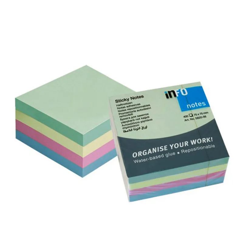 GENERICO - Pack 400 Notas Adhesivas Colores 75x75mm Info Notes - SC