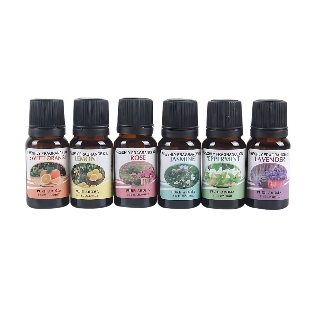 GENERICO - Pack Humidificador Marrón Claro más 6 Esencias Aromáticas