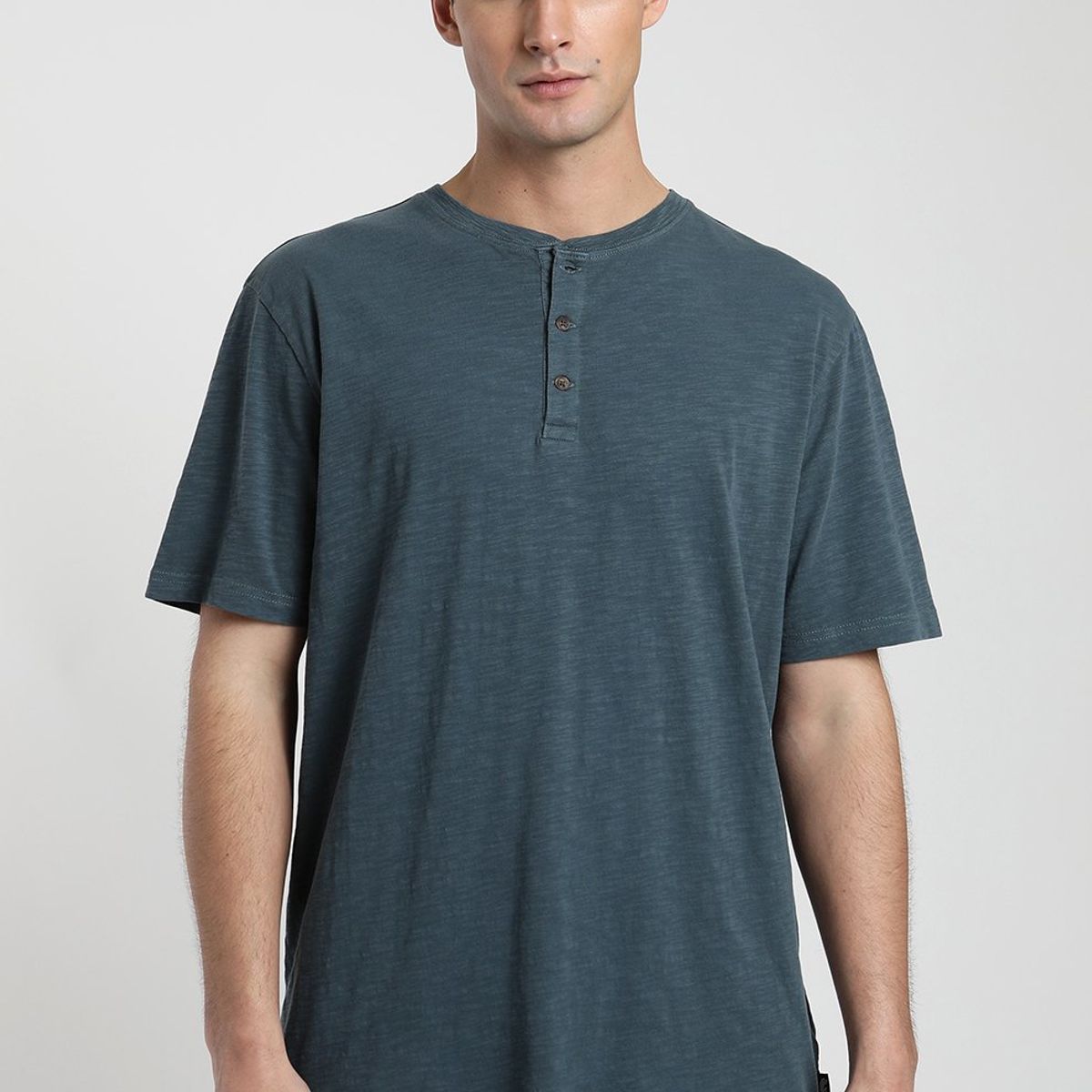 FROENS - Polera manga corta hombre Mao azul - Algodón orgánico slub.