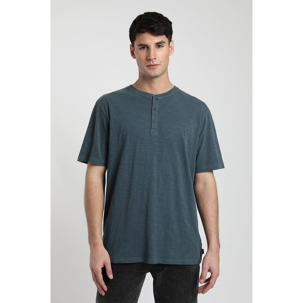 FROENS - Polera manga corta hombre Mao azul - Algodón orgánico slub.