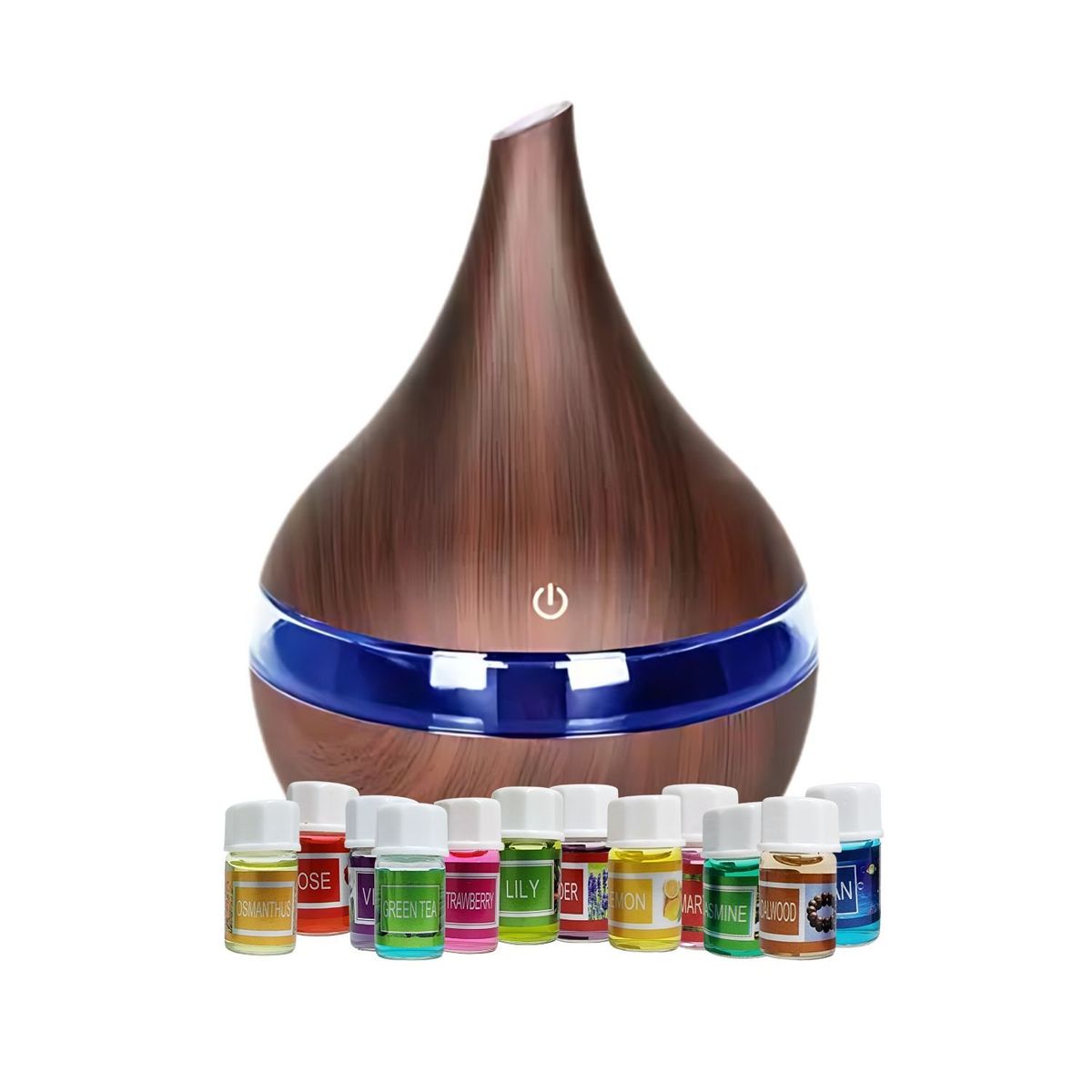 GENERICO - Pack Humidificador Marrón Oscuro Más 12 Esencias Aromáticas