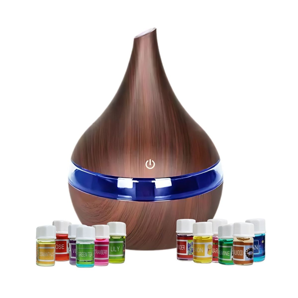 GENERICO - Pack Humidificador Marrón Oscuro Más 12 Esencias Aromáticas