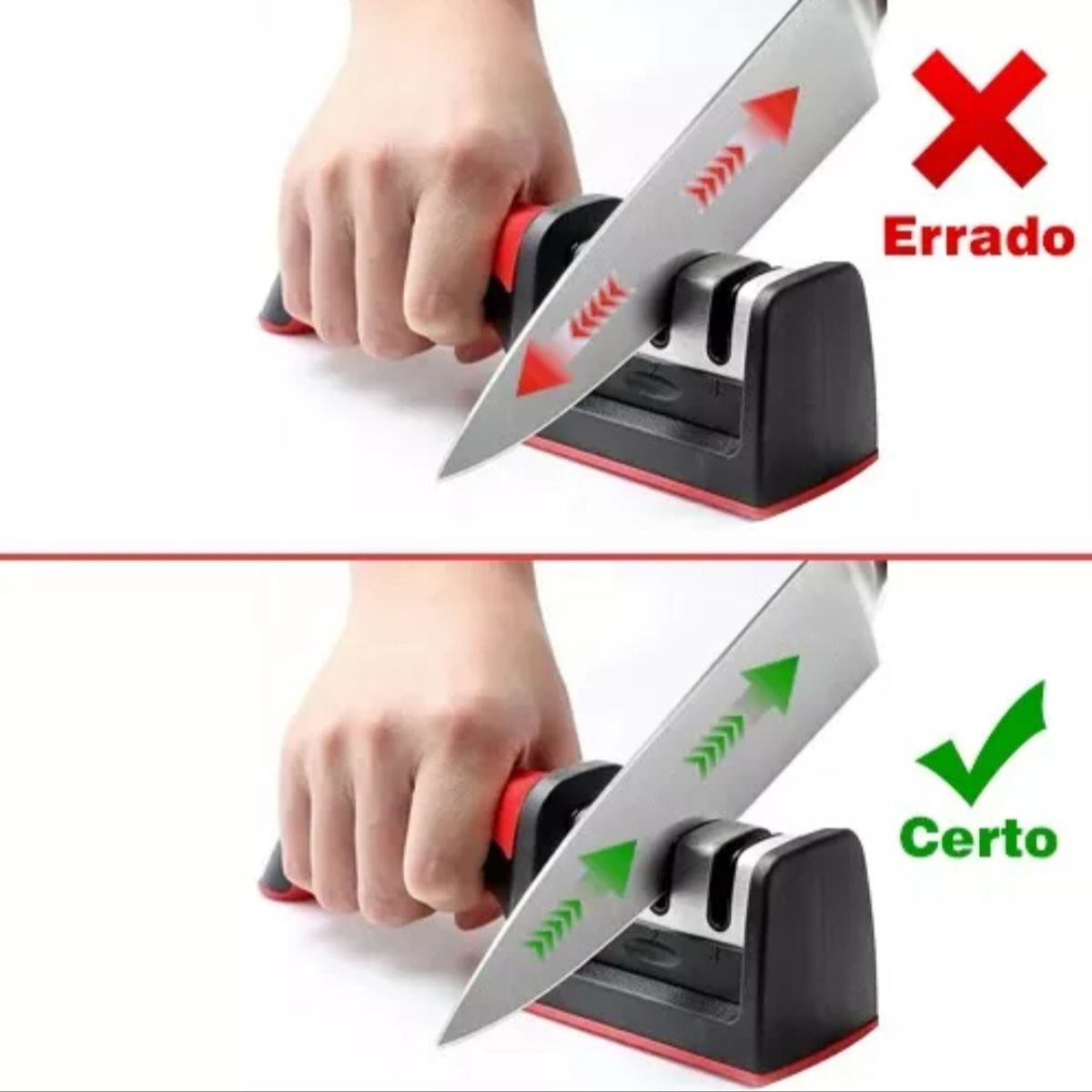 GENERICO - Afilador De Cuchillos De 3 Filos De Acero Inoxidable 4 En 1