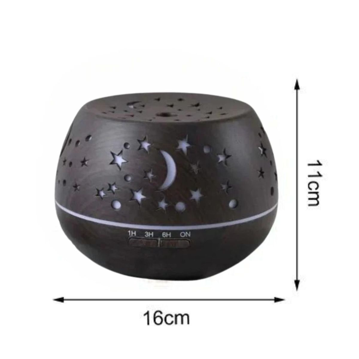 GENERICO - Humidificador Difusor Diseño Luna Estrellas Marron Oscuro