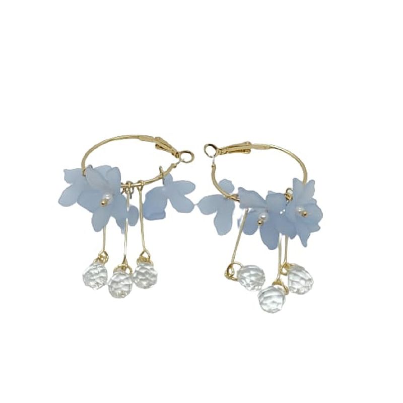 ELBAULDEJUMA - Aros pendientes largos flores colores pétalos primaveral