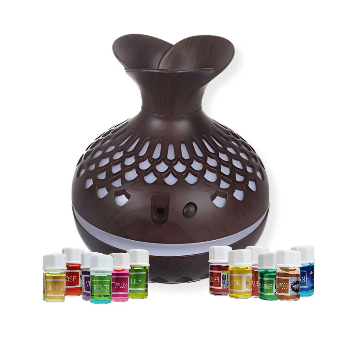 GENERICO - Pack Humidificador Forma de Flor Mas 12 Esencias Aromáticas