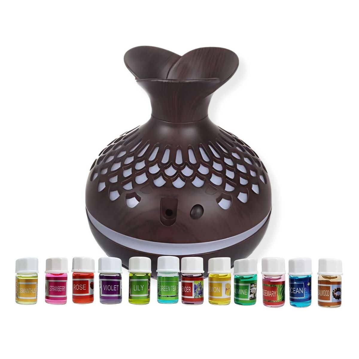 GENERICO - Pack Humidificador Forma de Flor Mas 12 Esencias Aromáticas