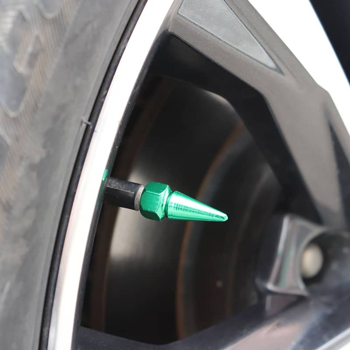 GENERICO - Set 4 Tapas de válvulas para autos, motos 32mm color verde