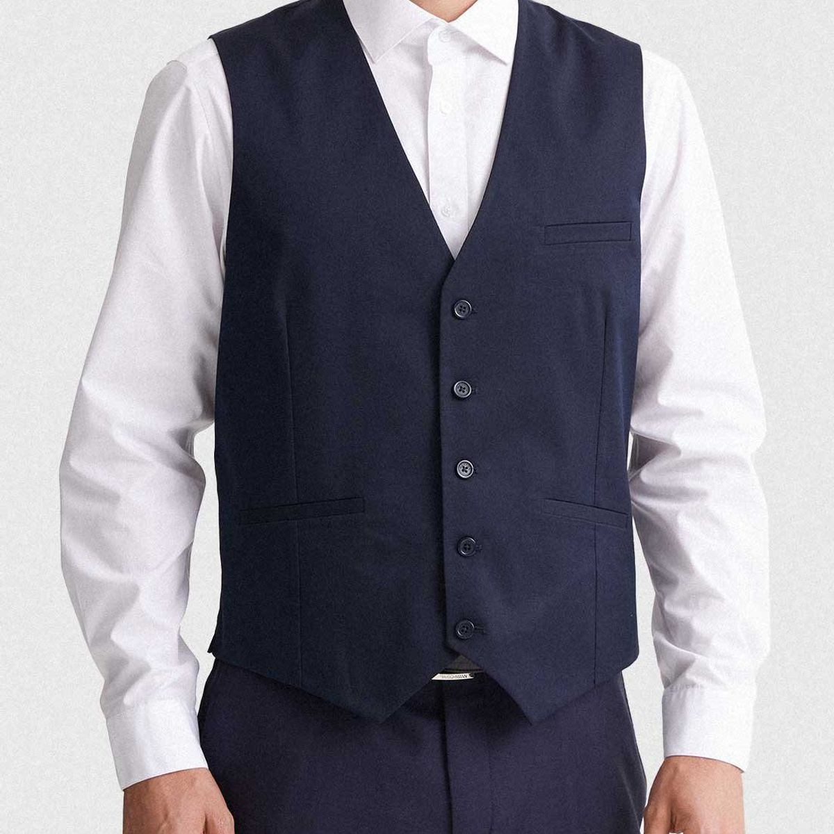 MAVIANNI - Gilet Formal Hombre Regular Twill Azul Marino Mavianni