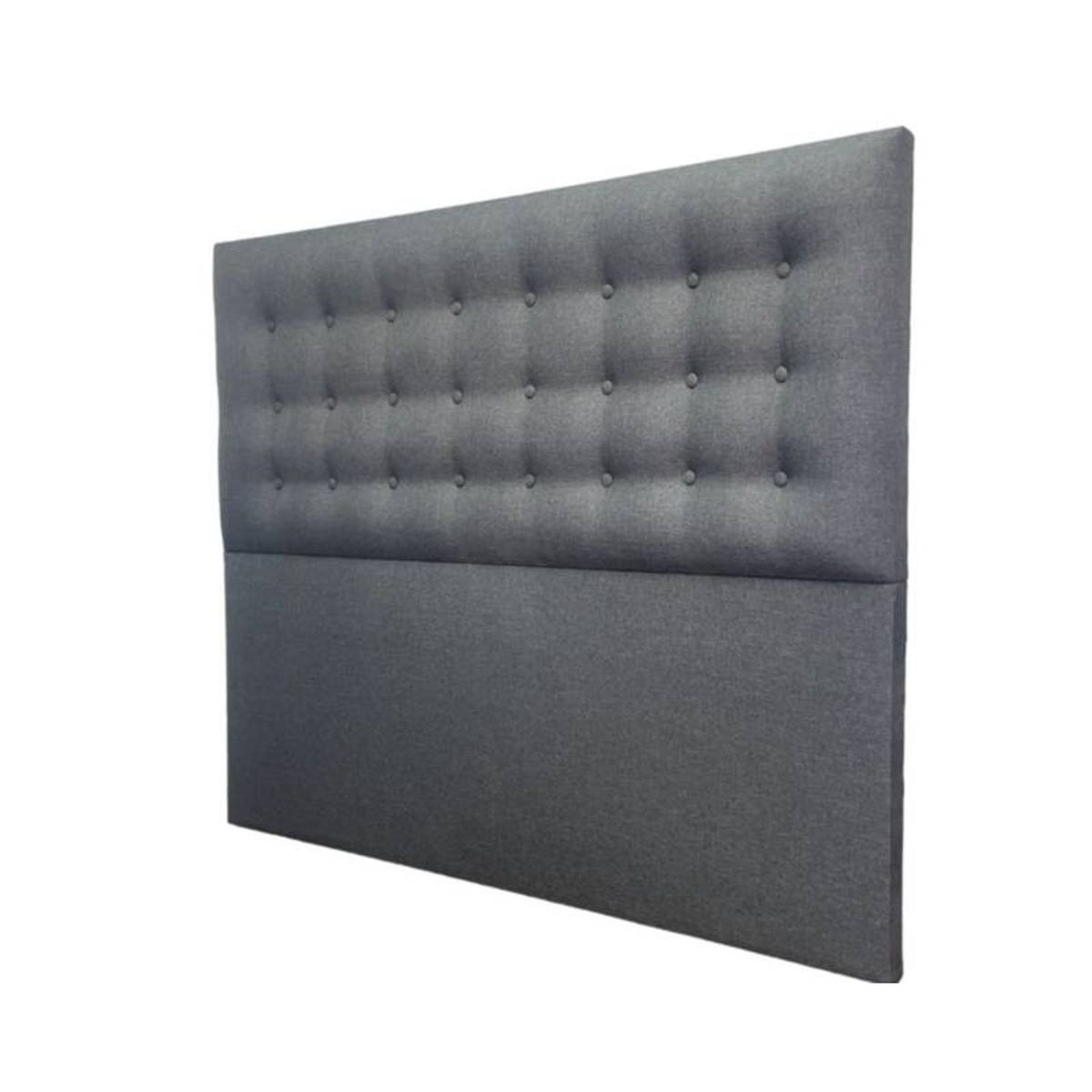 GENERICO - Respaldo Botoné  AL PISO LINO GRIS OSCURO Super King