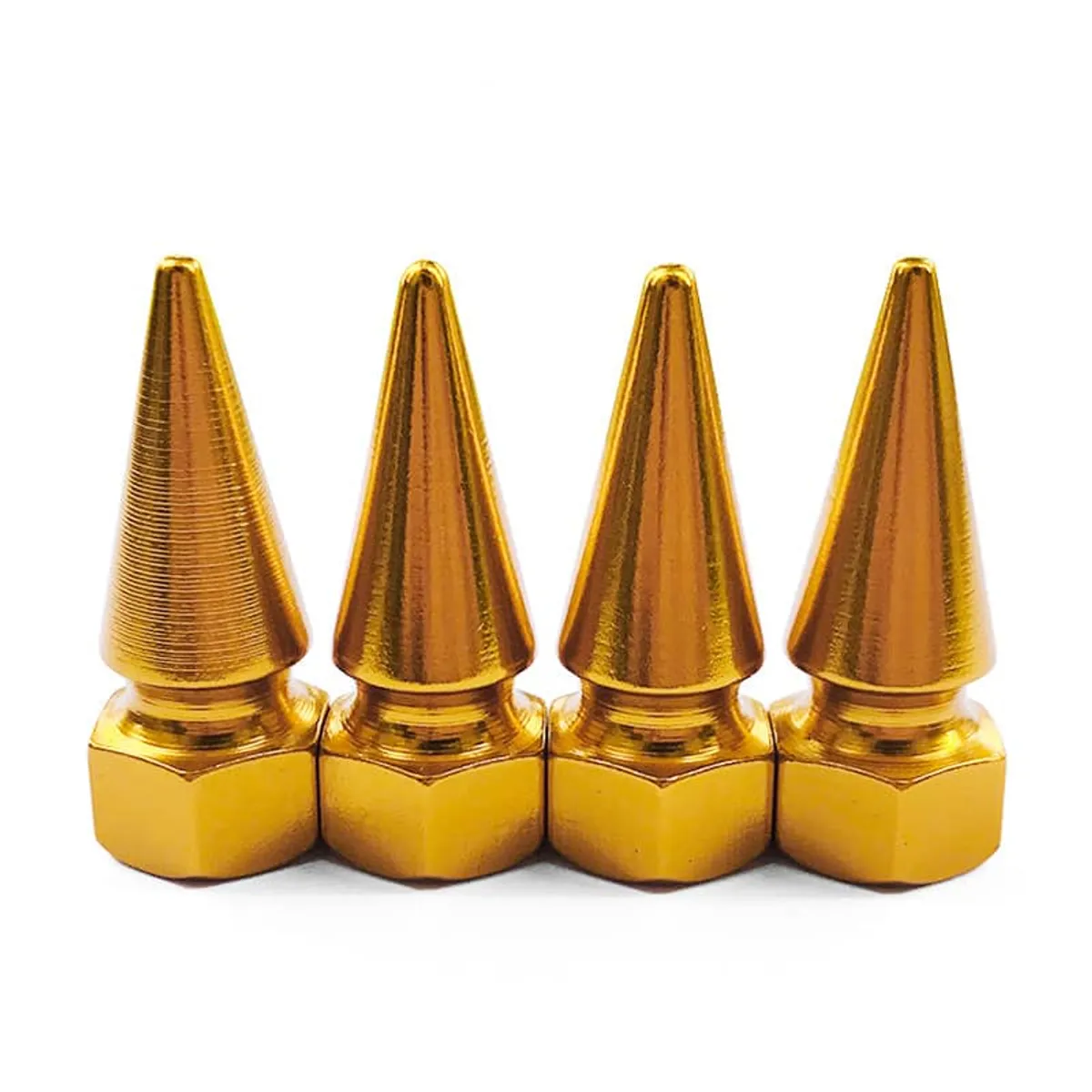 GENERICO - Set 4 Tapas de válvulas para autos, motos 32mm color dorado