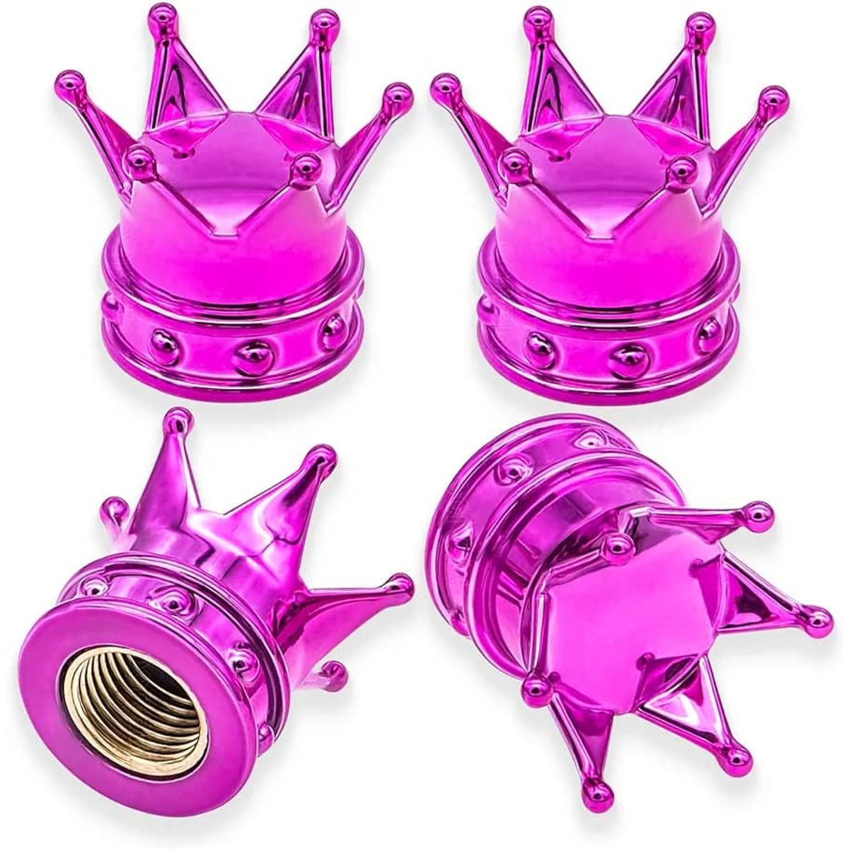 GENERICO - Set 4 Tapas de válvulas para autos motos corona color morado