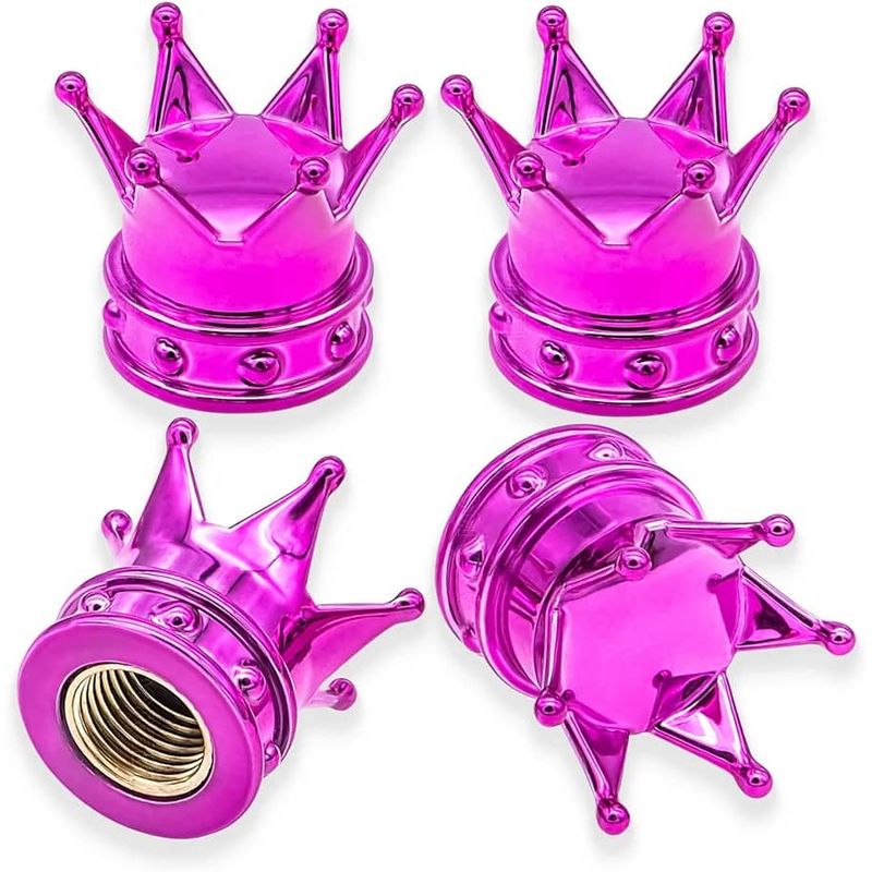 GENERICO - Set 4 Tapas de válvulas para autos motos corona color morado