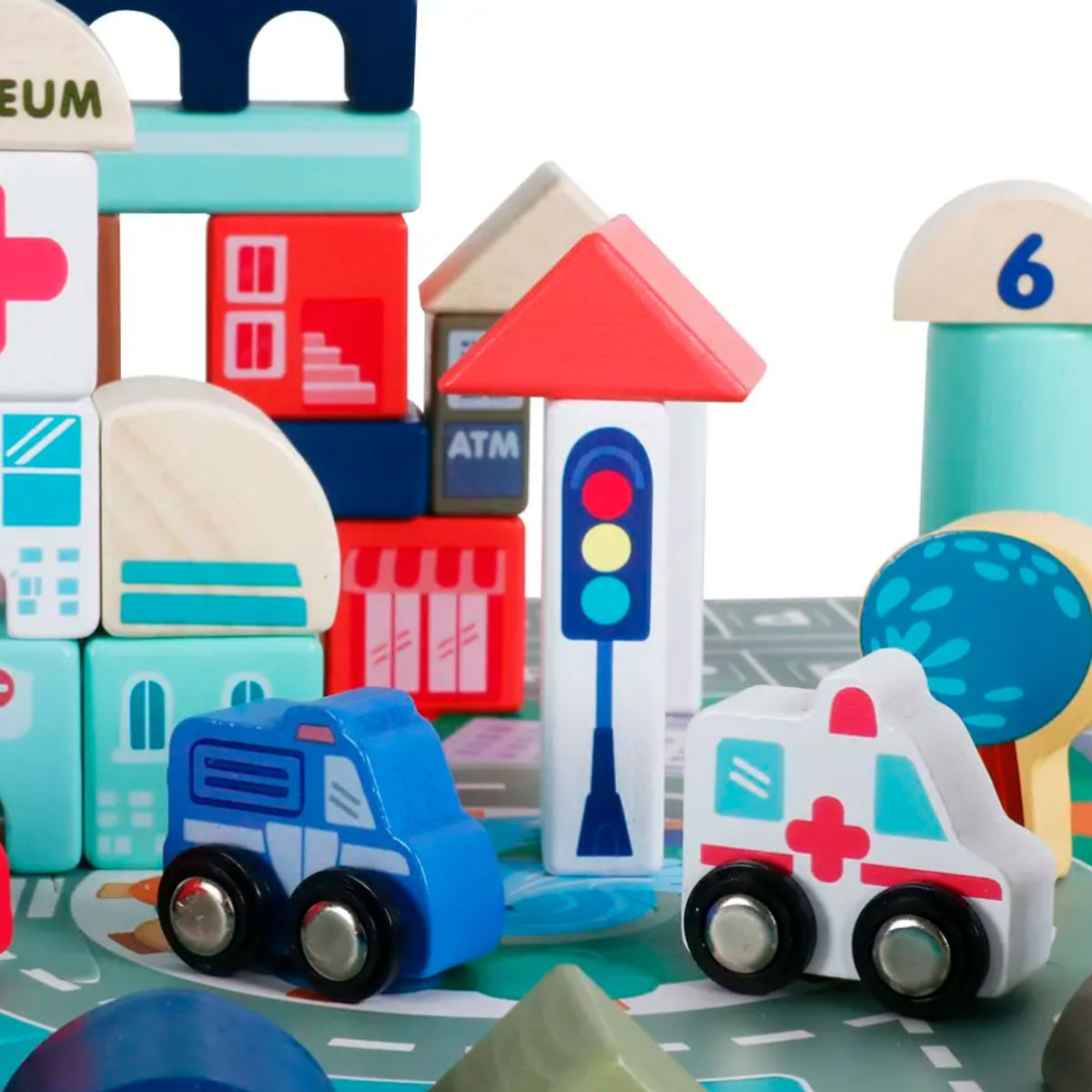 KIDSCOOL - Juego Didactico De Madera City 115 Pcs