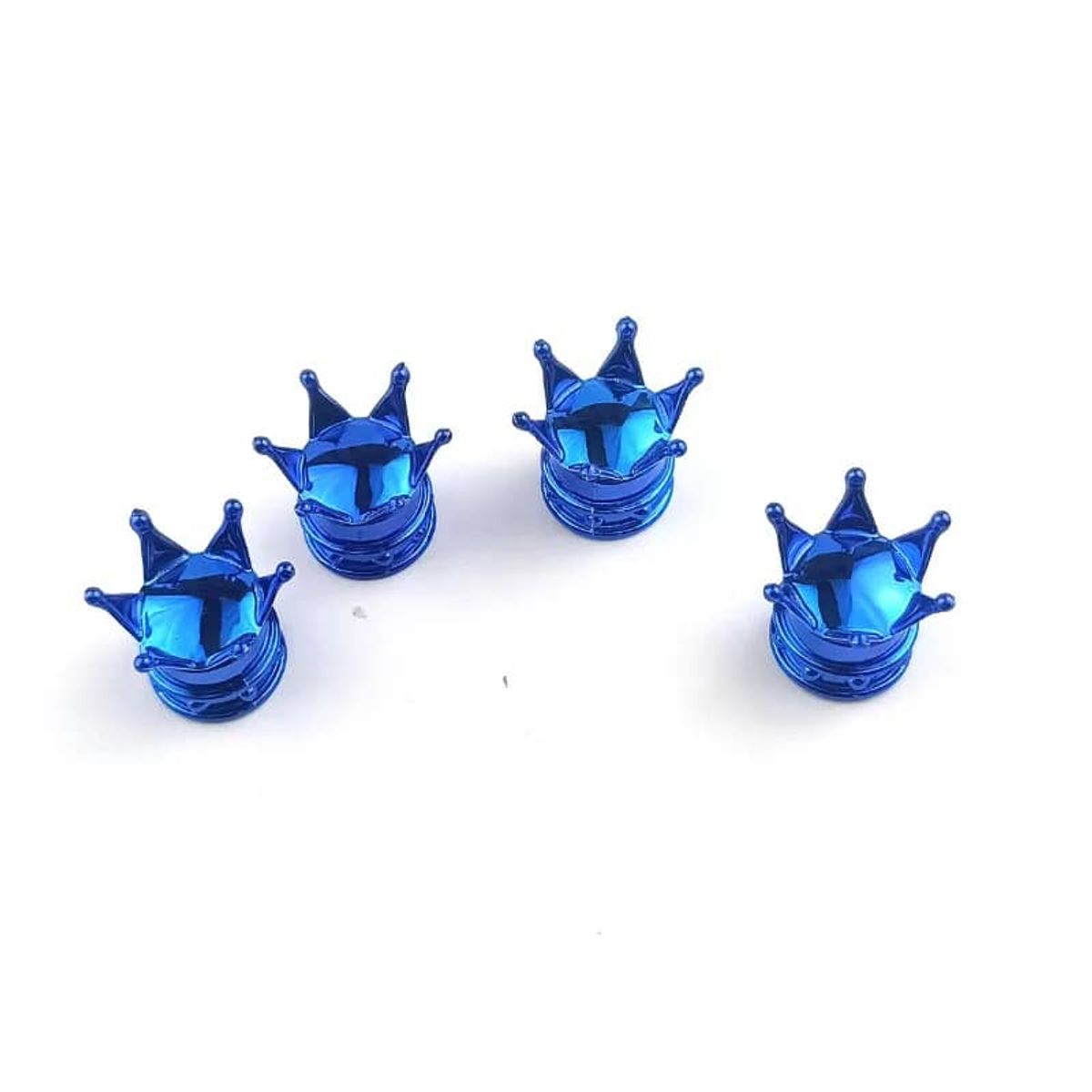 GENERICO - Set 4 Tapas de válvulas para autos motos corona color azul