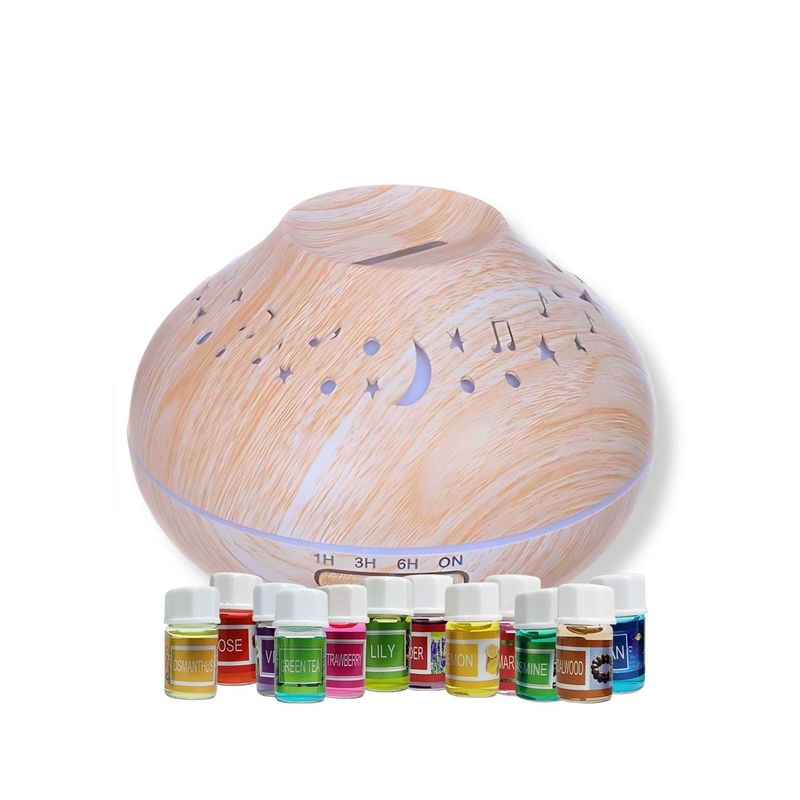 GENERICO - Pack Humidificador Luna y Estrella Más 12 Esencias Aromáticas