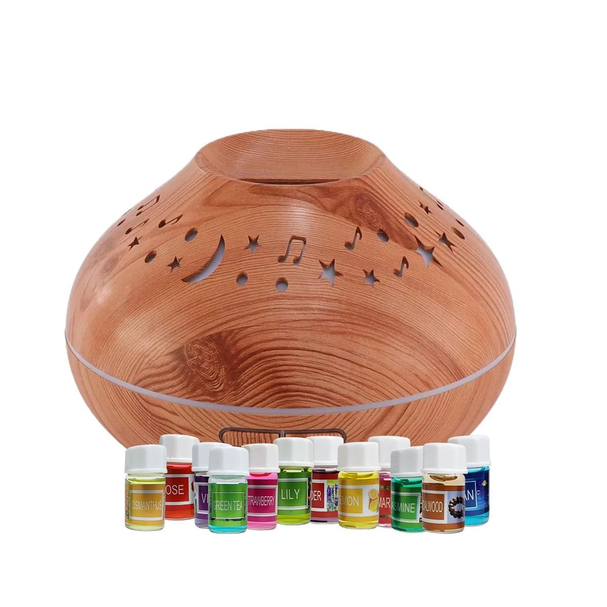 GENERICO - Pack Humidificador Café Luna y Estrella Más 12 Esencias Aromáticas