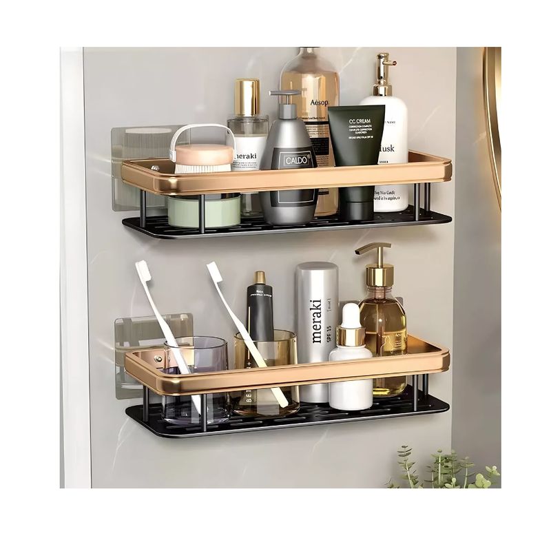 GENERICO - Organizador De Ducha Set X2 Repisa Baño Adhesivo