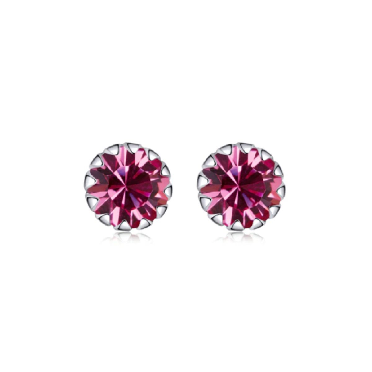 ELBAULDEJUMA - Pendientes circonio rosado puntos luz 5mm Plata fina ley S925