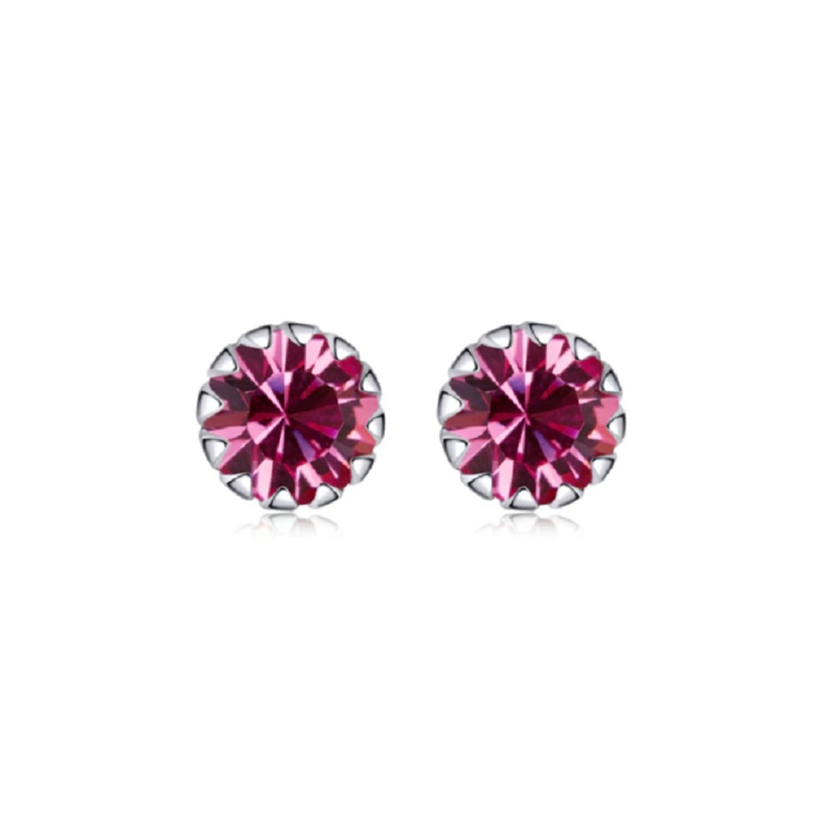 ELBAULDEJUMA - Pendientes circonio rosado puntos luz 5mm Plata fina ley S925