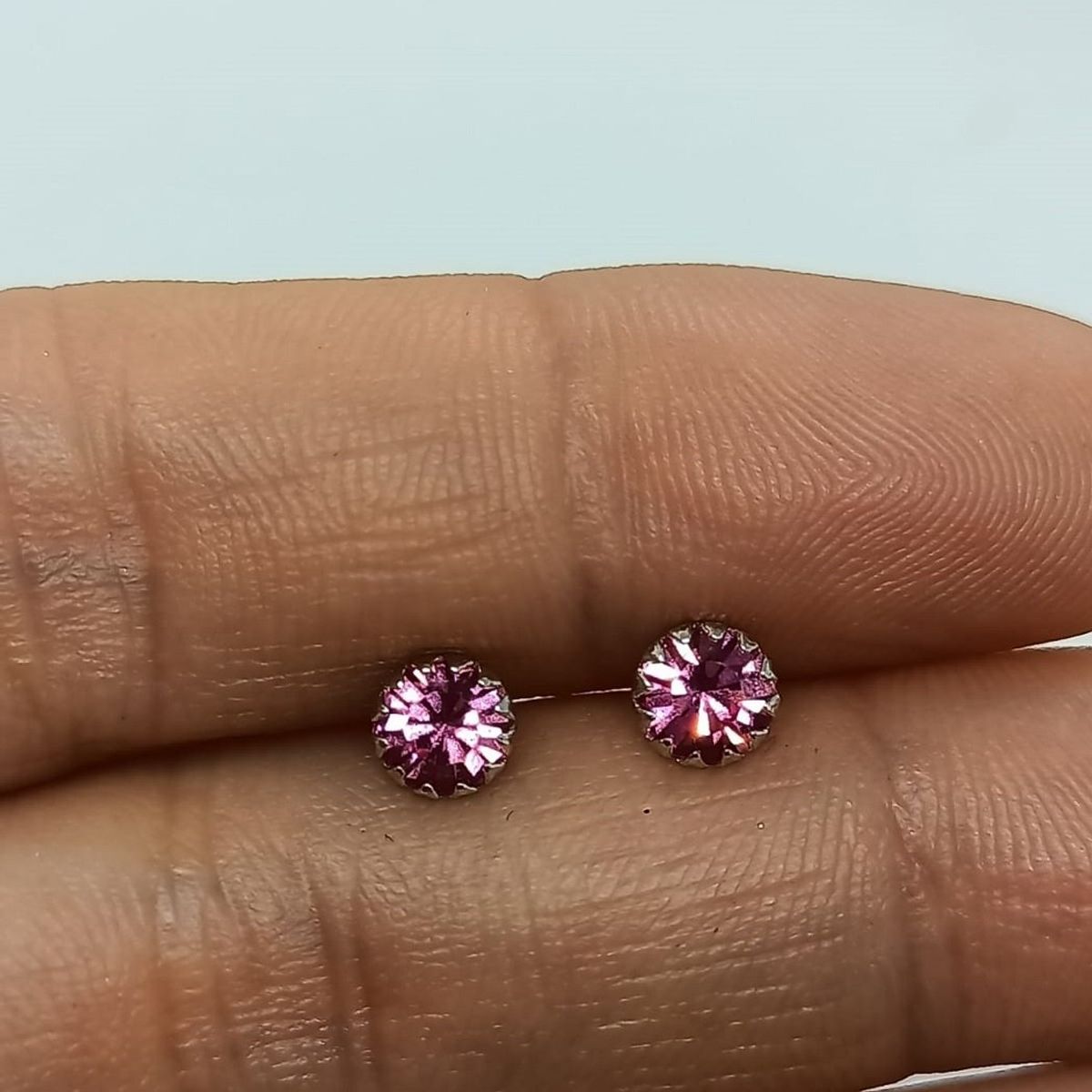 ELBAULDEJUMA - Pendientes circonio rosado puntos luz 5mm Plata fina ley S925