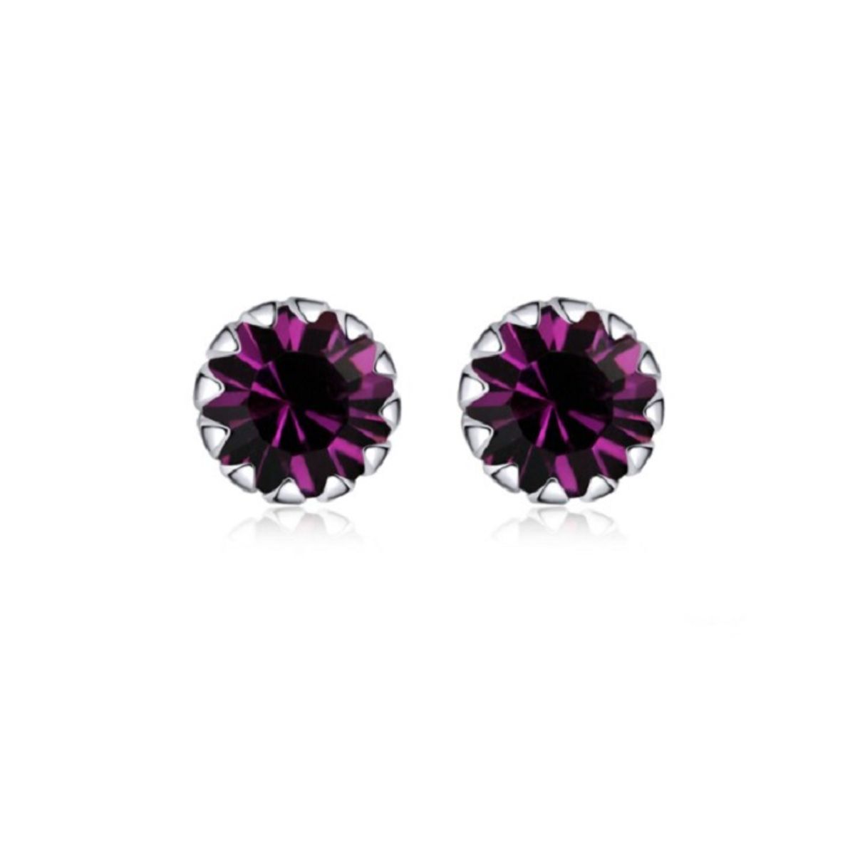 ELBAULDEJUMA - Pendientes circonio violeta puntos luz 5mm Plata fina ley S925