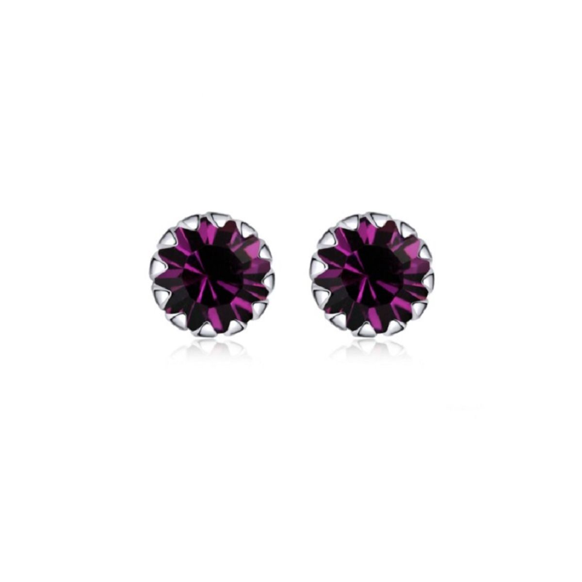 ELBAULDEJUMA - Pendientes circonio violeta puntos luz 5mm Plata fina ley S925