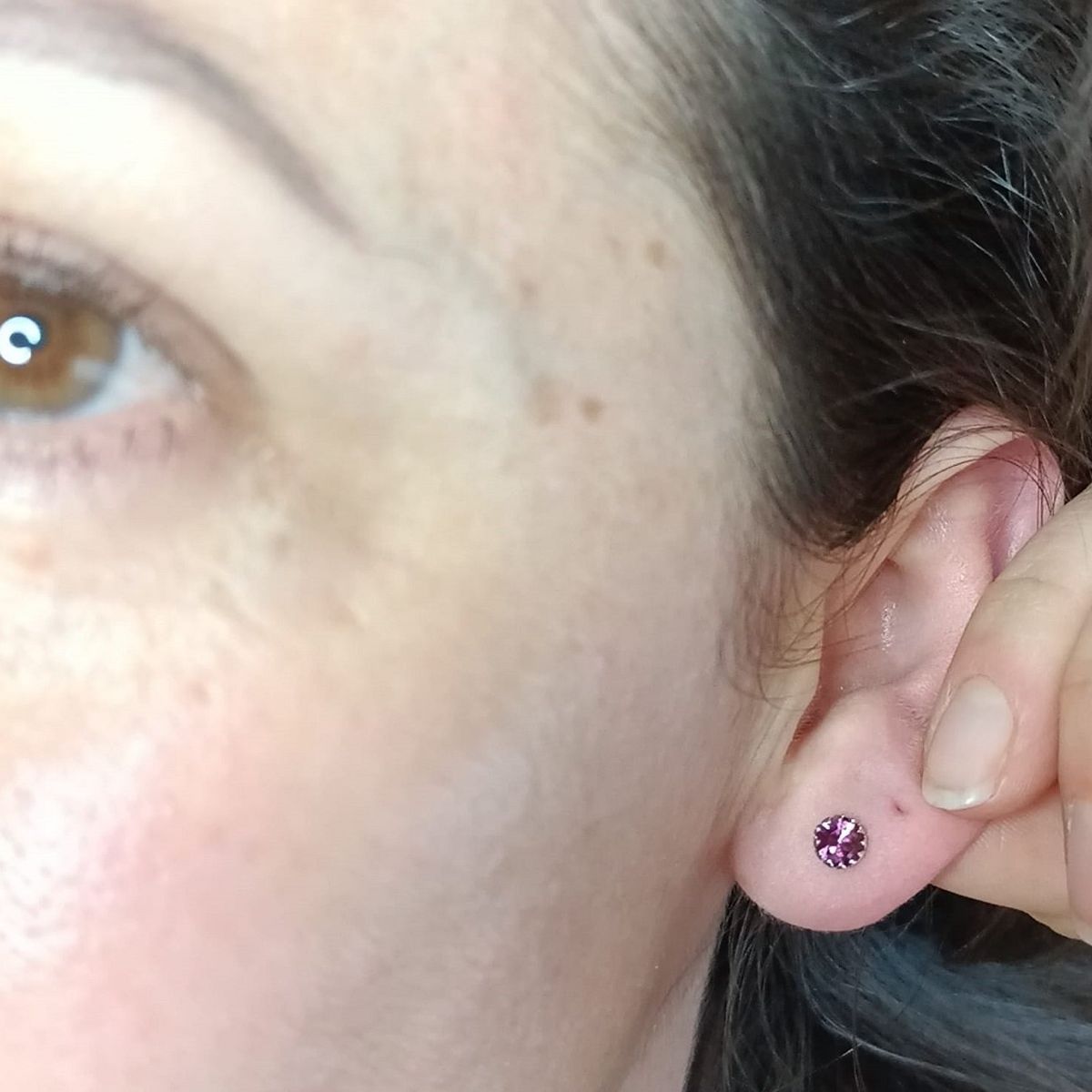 ELBAULDEJUMA - Pendientes circonio violeta puntos luz 5mm Plata fina ley S925