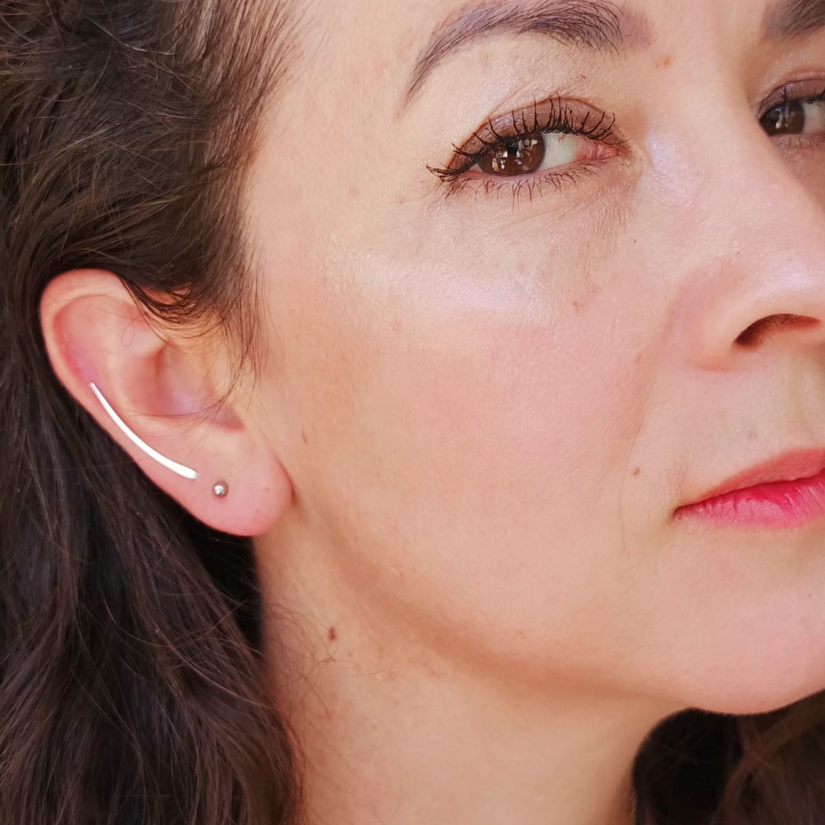 ELBAULDEJUMA - Aros Plata fina 925 Clip earcuff Minimalista Trepador