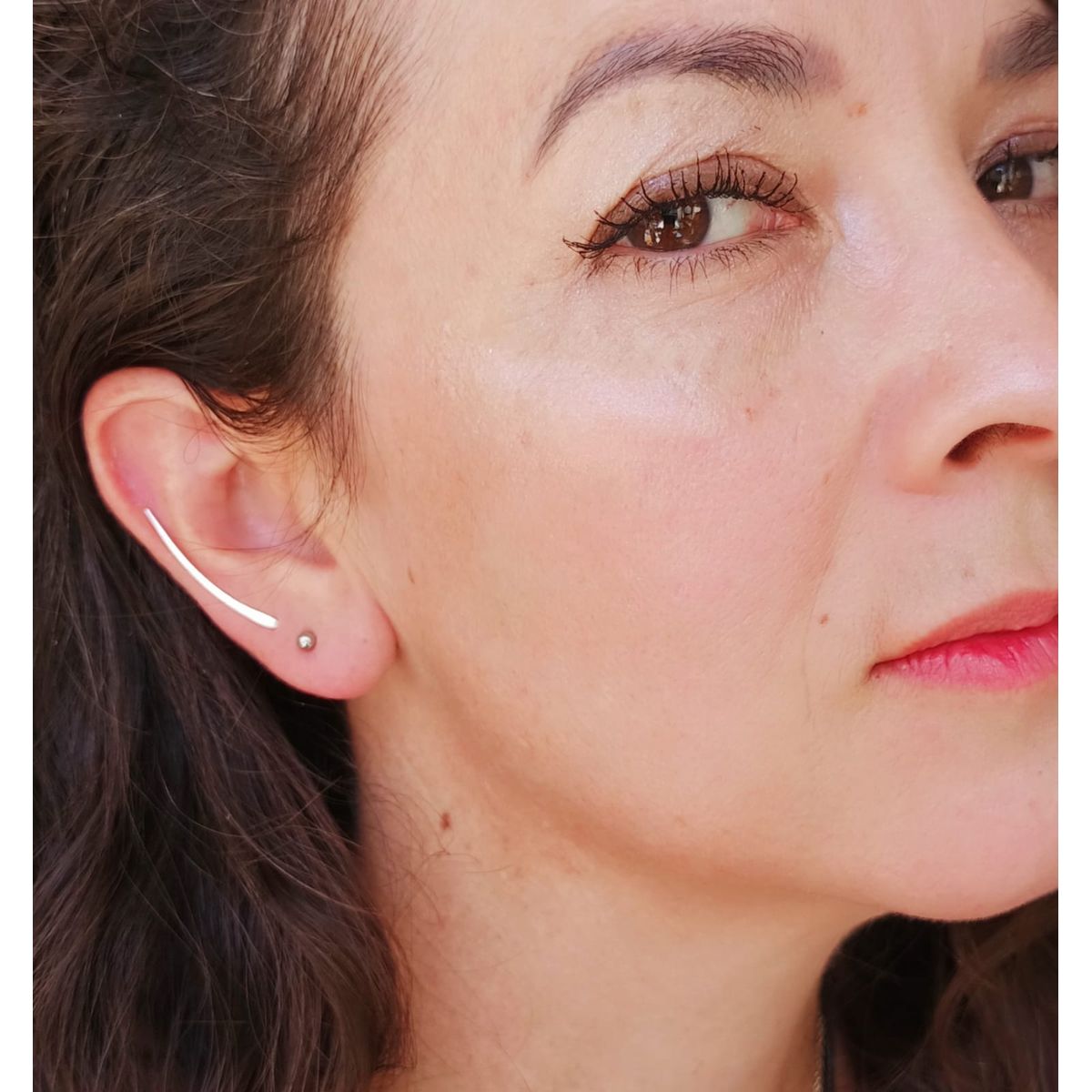 ELBAULDEJUMA - Aros Plata fina 925 Clip earcuff Minimalista Trepador