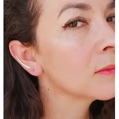 ELBAULDEJUMA - Aros Plata fina 925 Clip earcuff Minimalista Trepador
