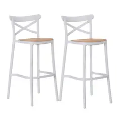 PANDALINO - Pack 2 Taburetes Bar Valentino Blanco 65 cm - Apilable- Exterior