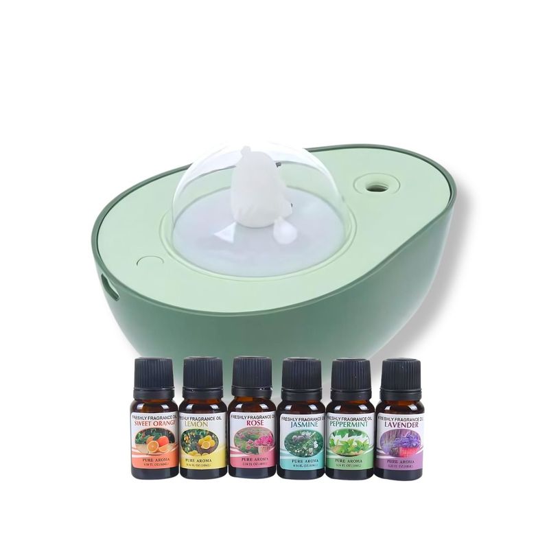 GENERICO - Pack Humidificador Forma de Palta más 6 Esencias Aromáticas